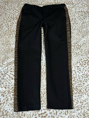 Zara Black Pants with Leopard-Print Accent